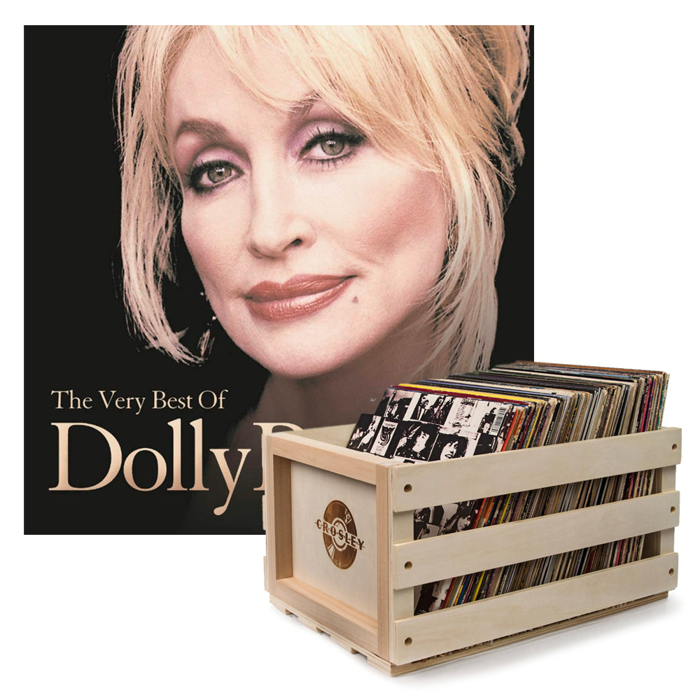 Crosley Record Storage Crate Dolly Parton The Very Best Of Dolly Parton Vinyl Album Bundle V398-SM-19439751631-B