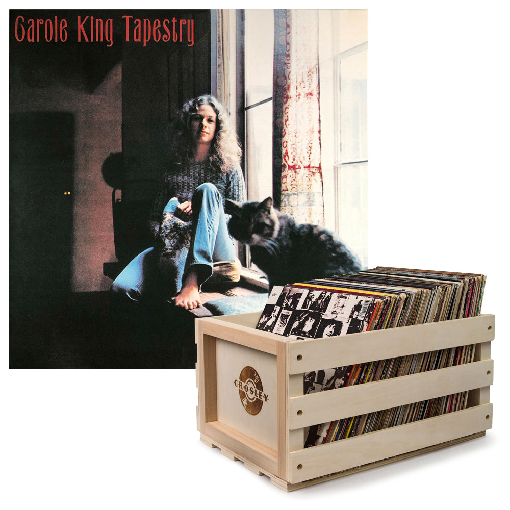 Crosley Record Storage Crate & Carole King Tapestry Vinyl Album Bundle V398-SM-19439840701-B