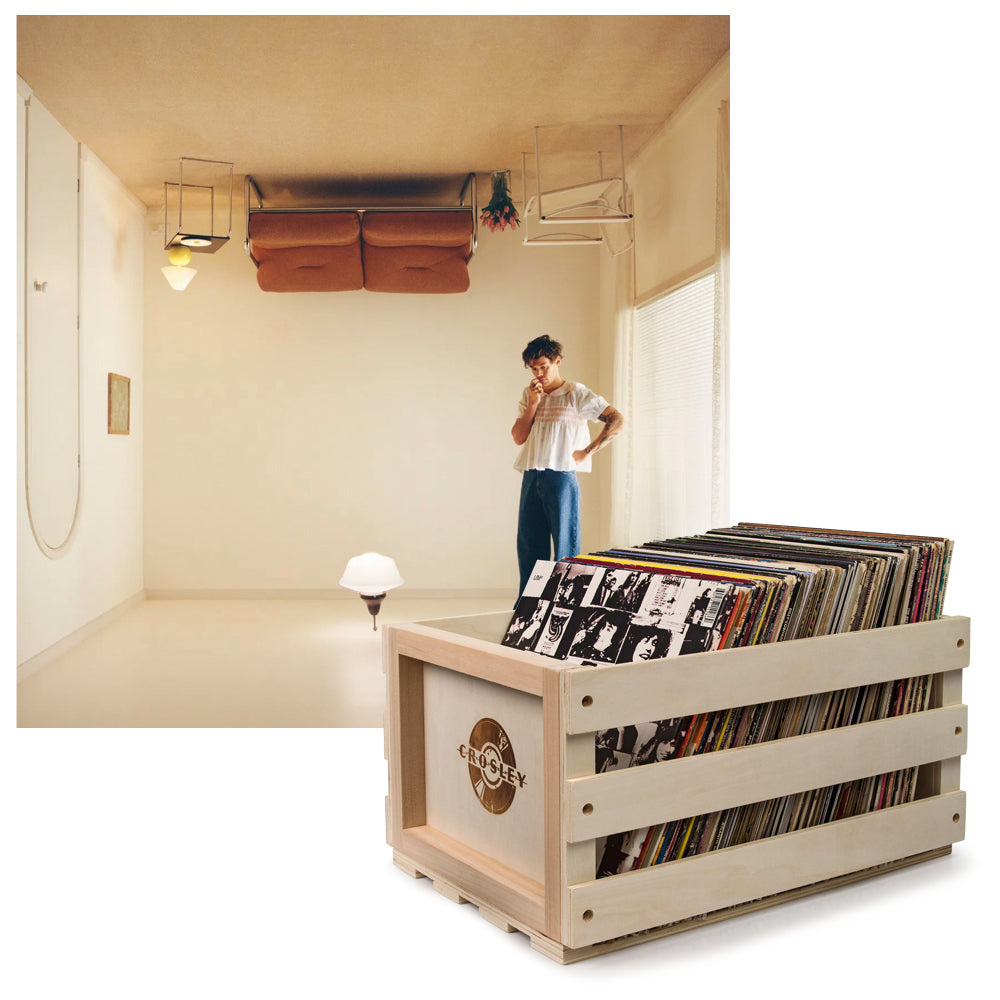 Crosley Record Storage Crate & Harry Styles Harry's House Vinyl Album Bundle V398-SM-19439997481-B