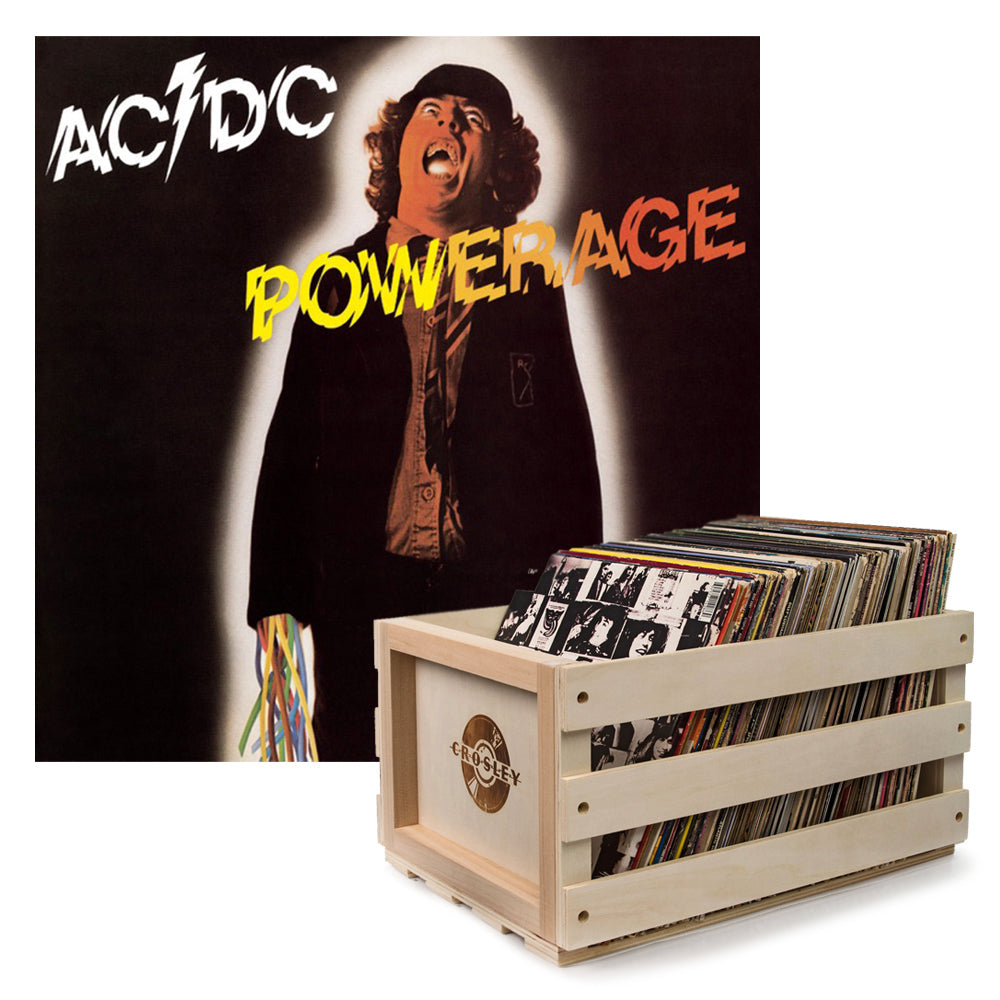 Crosley Record Storage Crate AC/DC Powerage Vinyl Album Bundle V398-SM-5107621-B