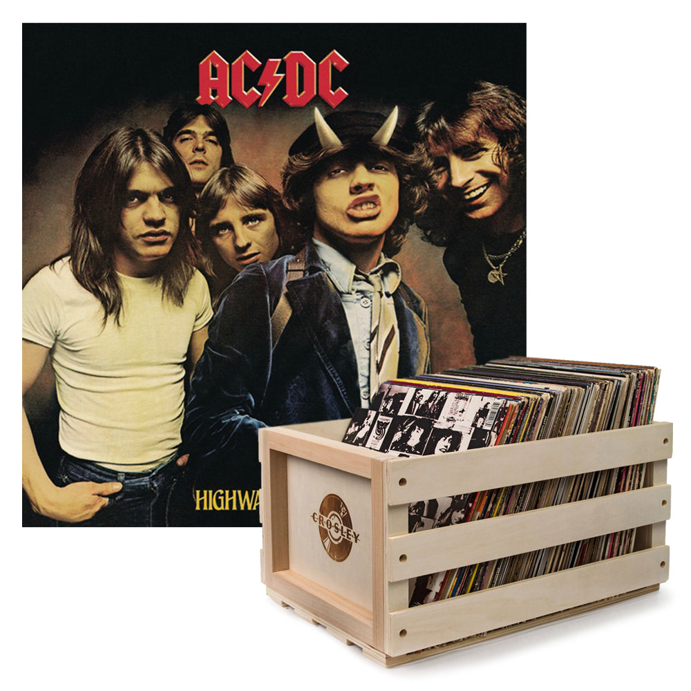 Crosley Record Storage Crate AC/DC Highway To Hell Vinyl Album Bundle V398-SM-5107641-B