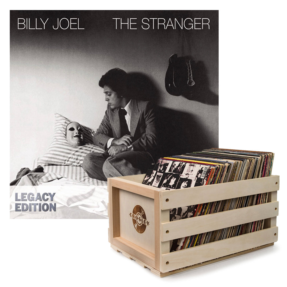 Crosley Record Storage Crate & Billy Joel The Stranger Vinyl Album Bundle V398-SM-88697318581-B