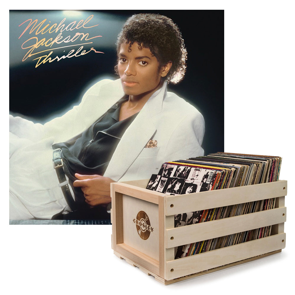 Crosley Record Storage Crate Michael Jackson Thriller Vinyl Album Bundle V398-SM-88875143731-B