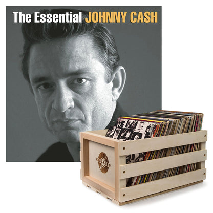 Crosley Record Storage Crate Johnny Cash The Essential Johnny Cash Vinyl Album Bundle V398-SM-88875150651-B