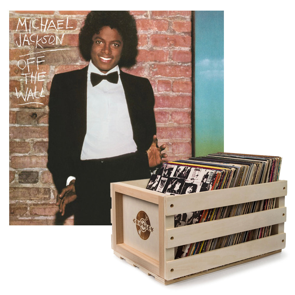 Crosley Record Storage Crate Michael Jackson Off The Wall Vinyl Album Bundle V398-SM-88875189421-B