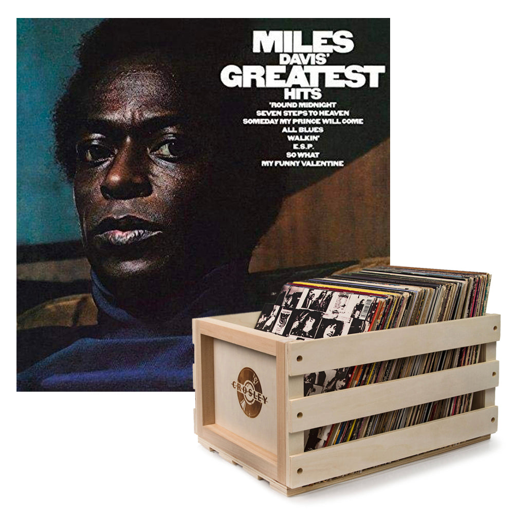 Crosley Record Storage Crate Miles Davis Greatest Hits Vinyl Album Bundle V398-SM-88985446121-B