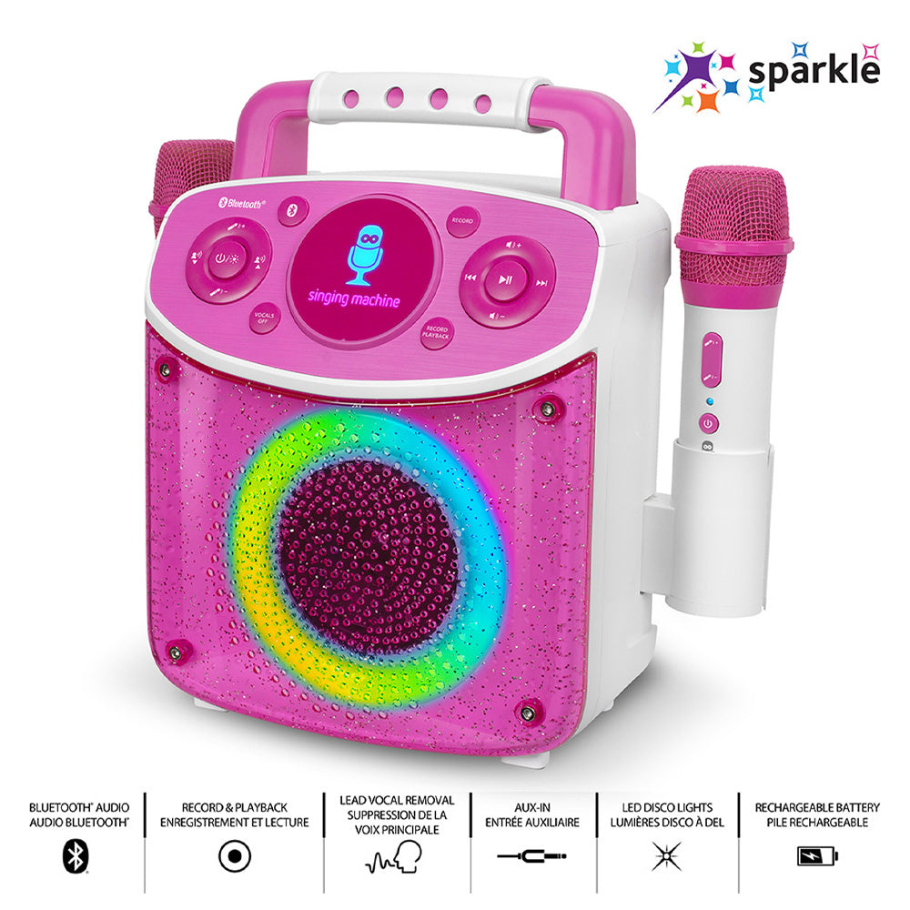 Singing Machine Mini Sparkle Bluetooth Karaoke Speaker - Pink V398-SML294P