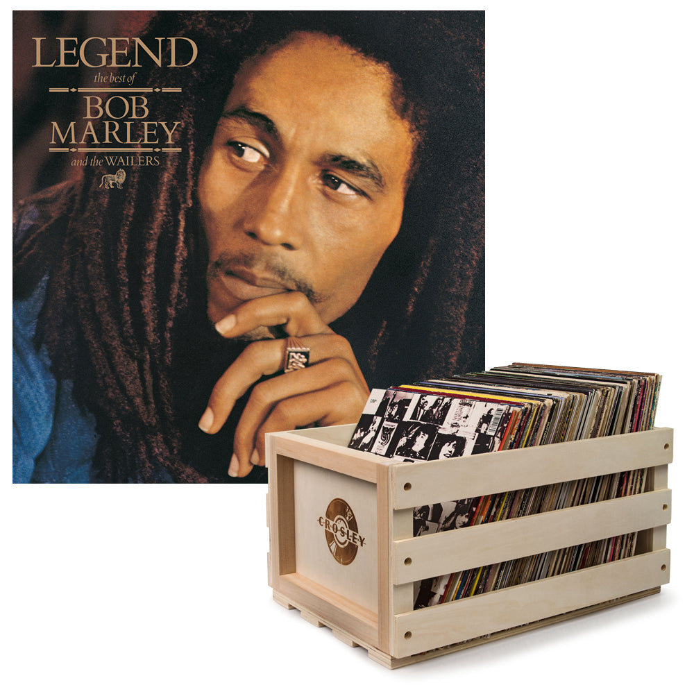 Crosley Record Storage Crate & Bob Marley - Legend - Vinyl Album Bundle V398-UM-060075303052-B