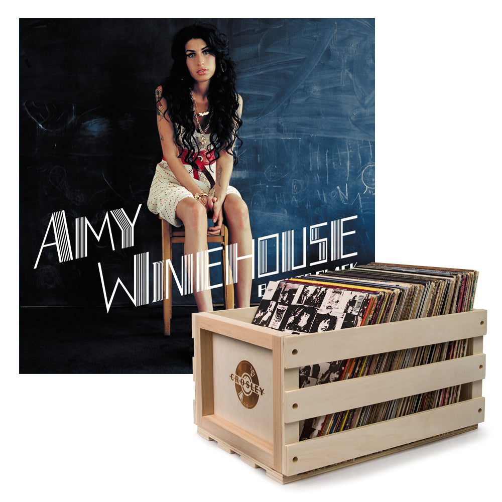 Crosley Record Storage Crate & Amy Winehouse Back To Black - Vinyl Album Bundle V398-UM-1734128-B