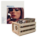 Crosley Record Storage Crate & Taylor Swift Midnights Vinyl Album Bundle Moonstone Blue V398-UM-2445789825-B