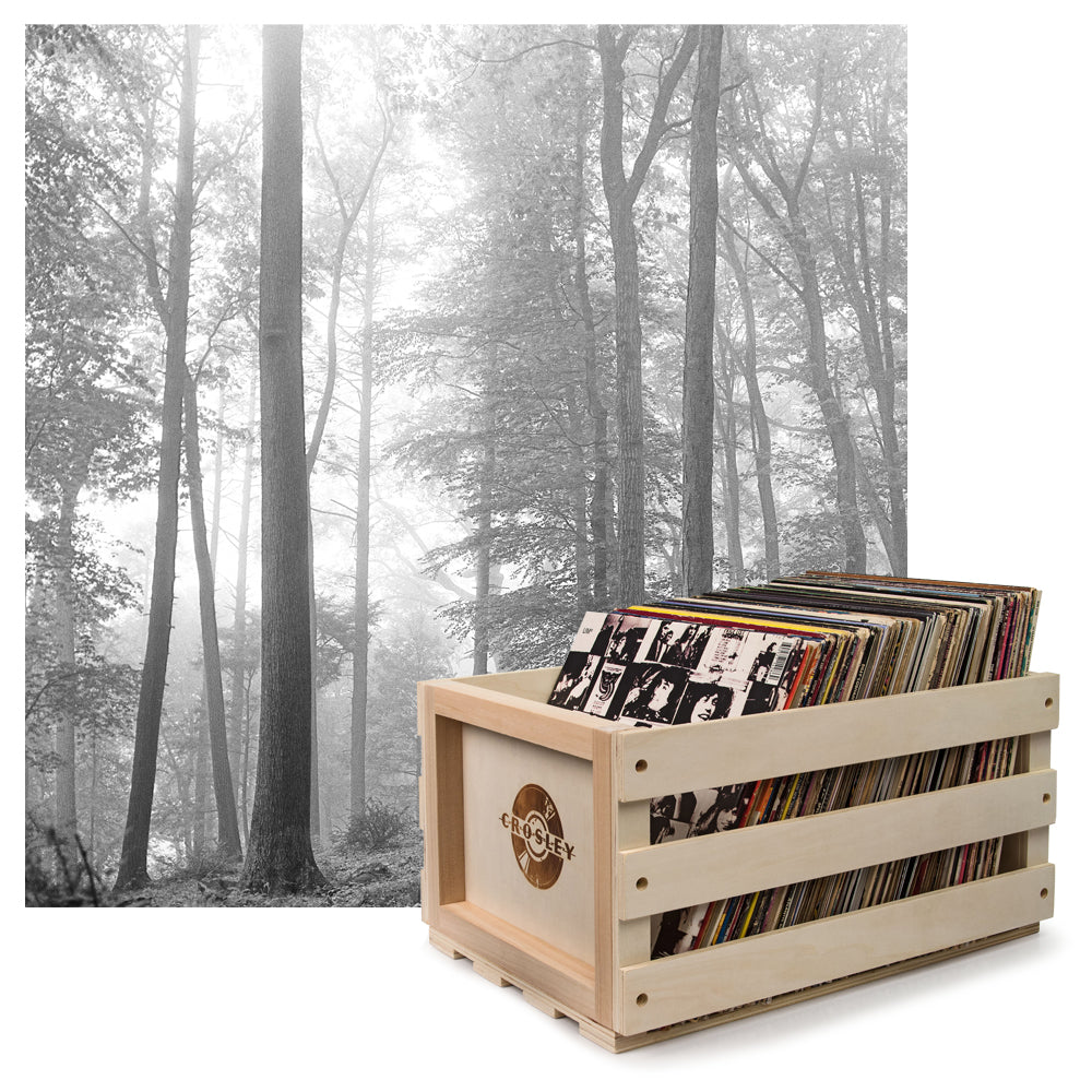 Crosley Record Storage Crate & Taylor Swift Folklore (In The Trees Edition) - Double Vinyl Album Bundle V398-UM-3503488-B