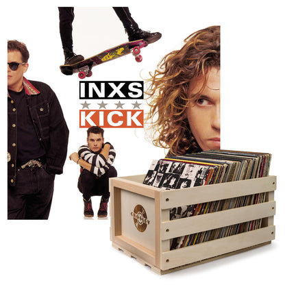 Crosley Record Storage Crate & Inxs Kick - Vinyl Album Bundle V398-UM-3777896-B