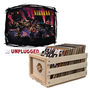 Crosley Record Storage Crate & Nirvana MTV Unplugged Vinyl Album Bundle V398-UM-4247271-B