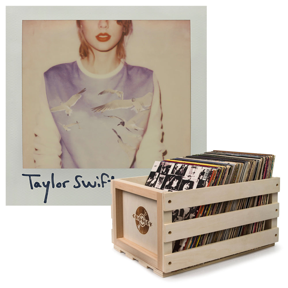 Crosley Record Storage Crate & Taylor Swift 1989 - Double Vinyl Album Bundle V398-UM-4709268-B
