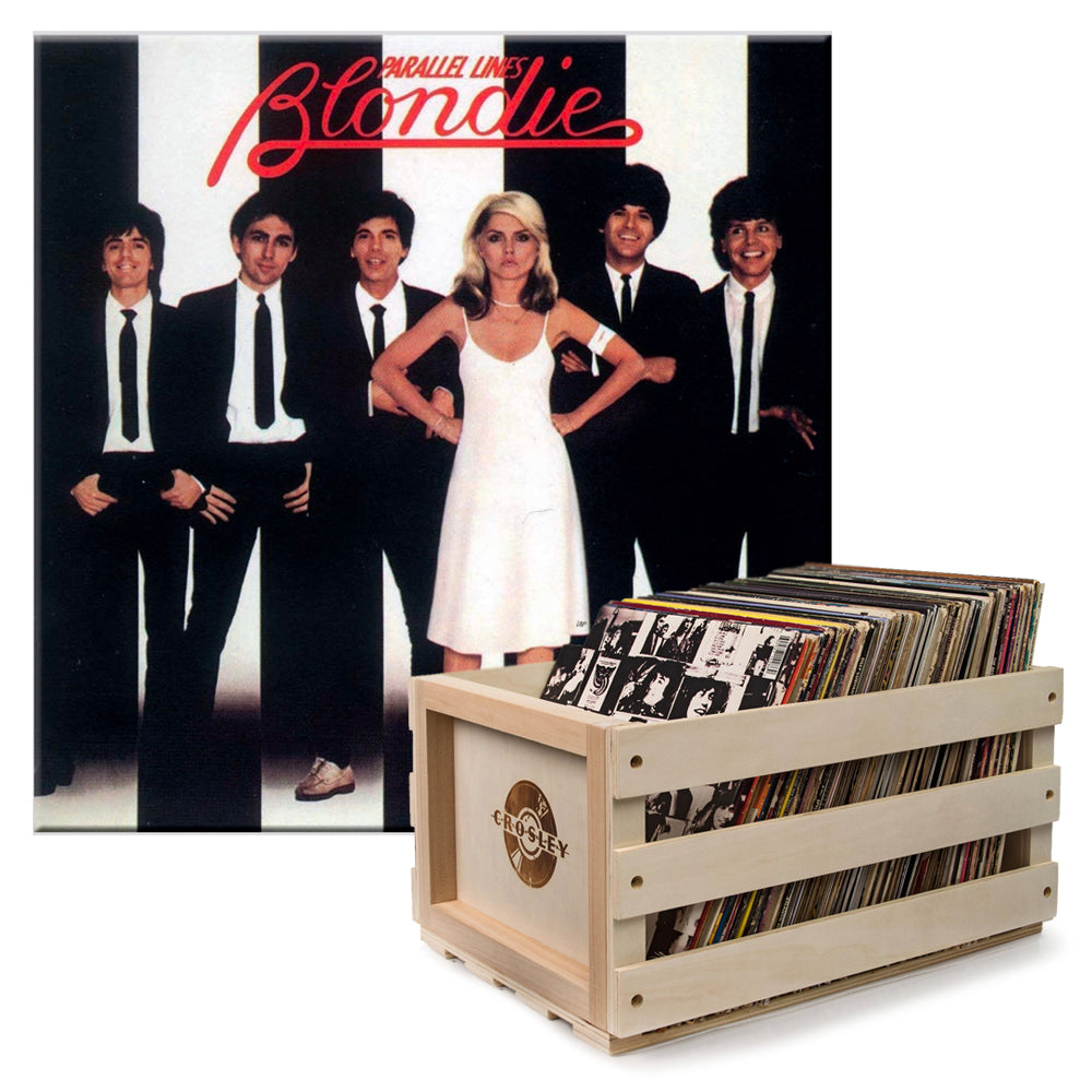 Crosley Record Storage Crate & Blondie - Parallel Lines - Vinyl Album Bundle V398-UM-5355034-B
