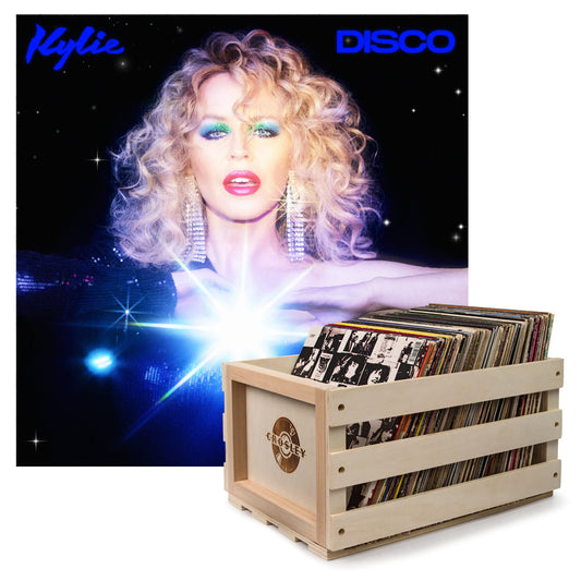 Crosley Record Storage Crate & Kylie Disco - Black Vinyl Album Bundle V398-UM-538634001-B