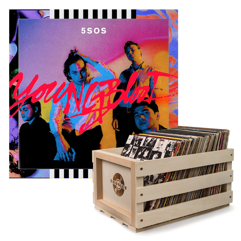 Crosley Record Storage Crate & 5 Seconds Of Summer Youngblood - Vinyl Album Bundle V398-UM-6748225-B