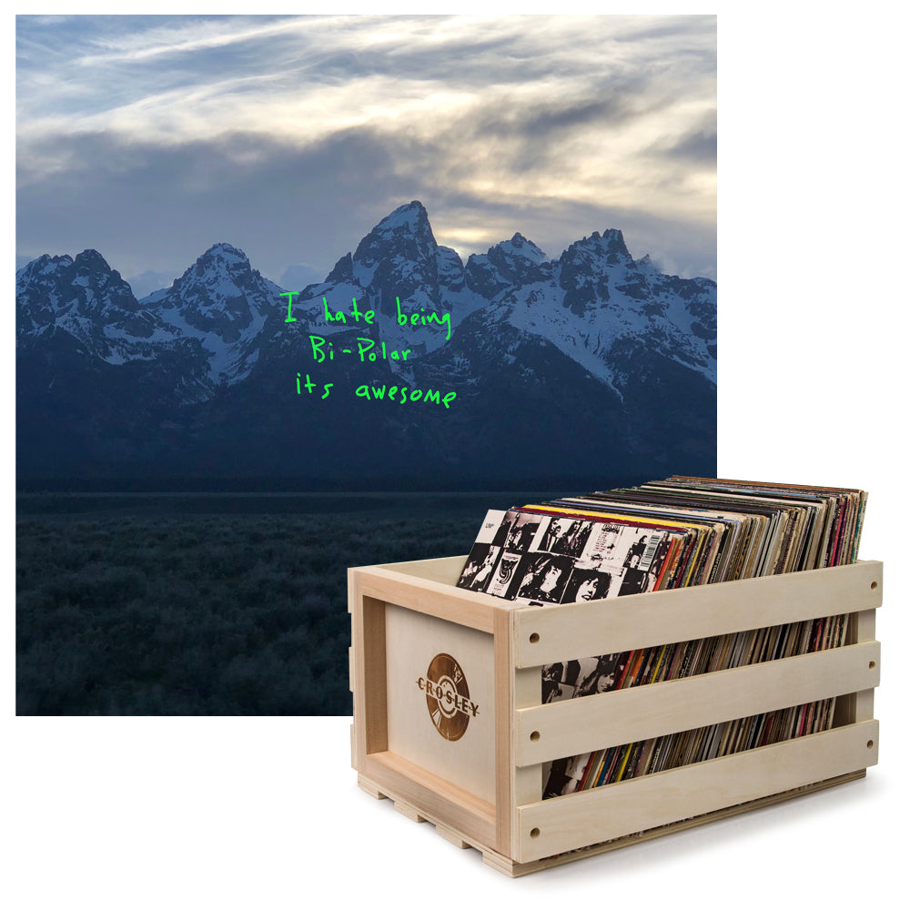 Crosley Record Storage Crate & Kanye West - Ye - Vinyl Album Bundle V398-UM-6778469-B