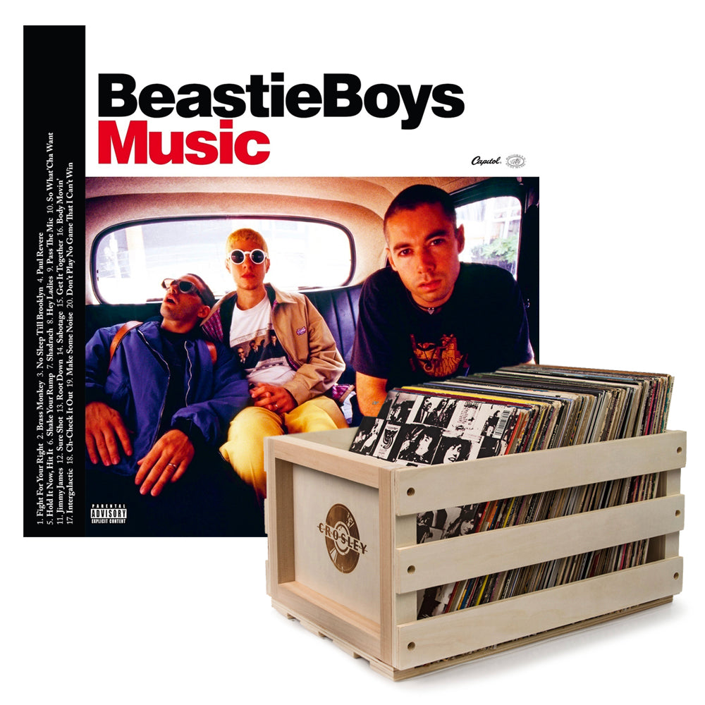 Crosley Record Storage Crate & Beastie Boys - Beastie Boys Music - 2Lp Vinyl Album Bundle V398-UM-728091-B