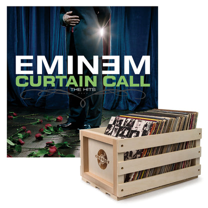 Crosley Record Storage Crate & Eminem Curtain Call - Double Vinyl Album Bundle V398-UM-9887896-B