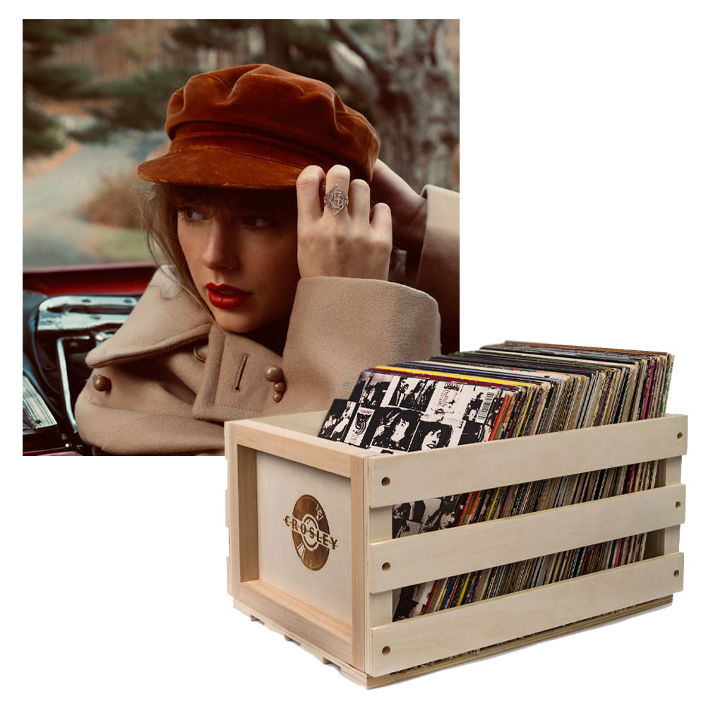 Crosley Record Storage Crate & Taylor Swifts Version Red Vinyl Album Bundle V398-UM-B003442201-B