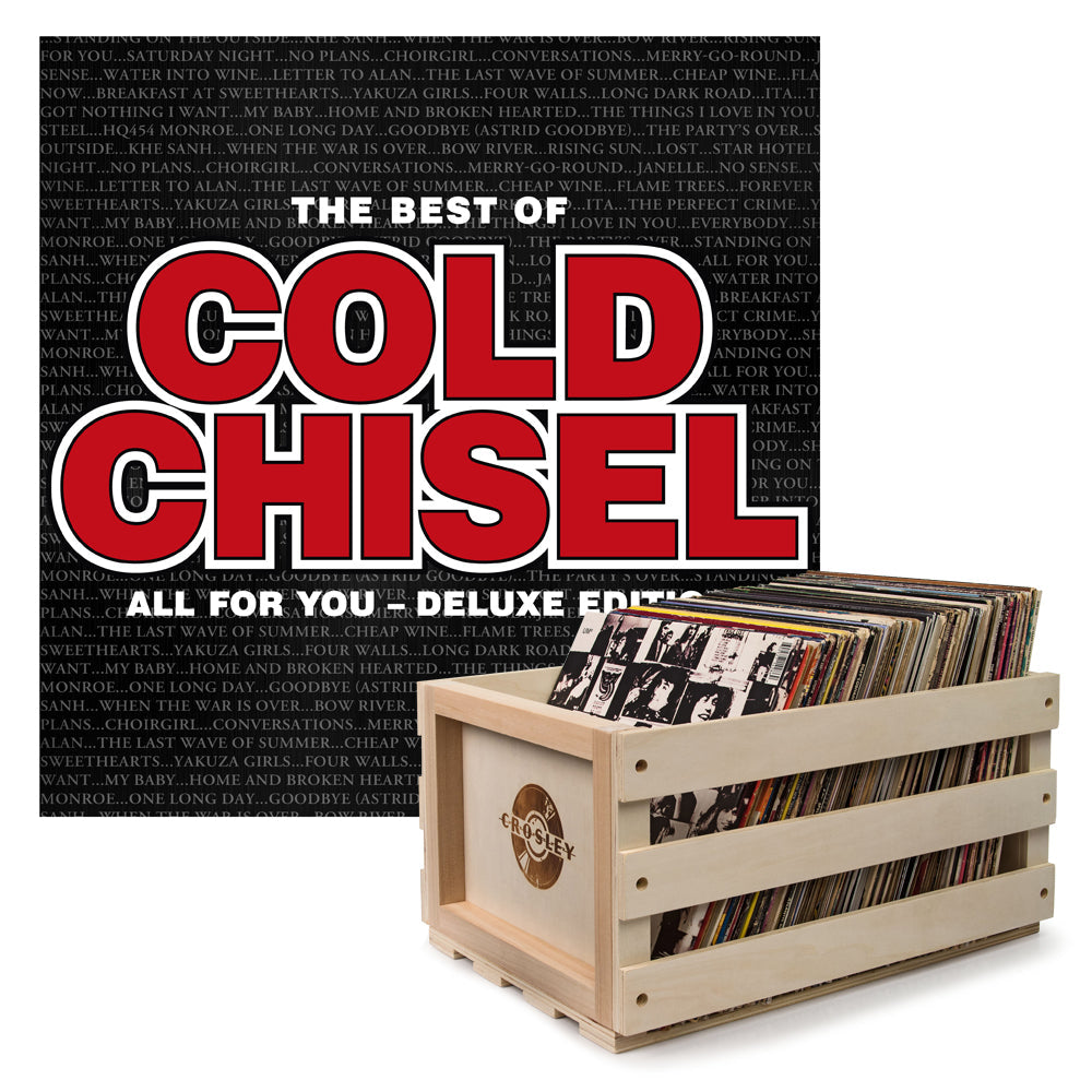 Crosley Record Storage Crate & Cold Chisel The Best Of Cold Chisel - Double Vinyl Album Bundle V398-UM-CCCLP003-B