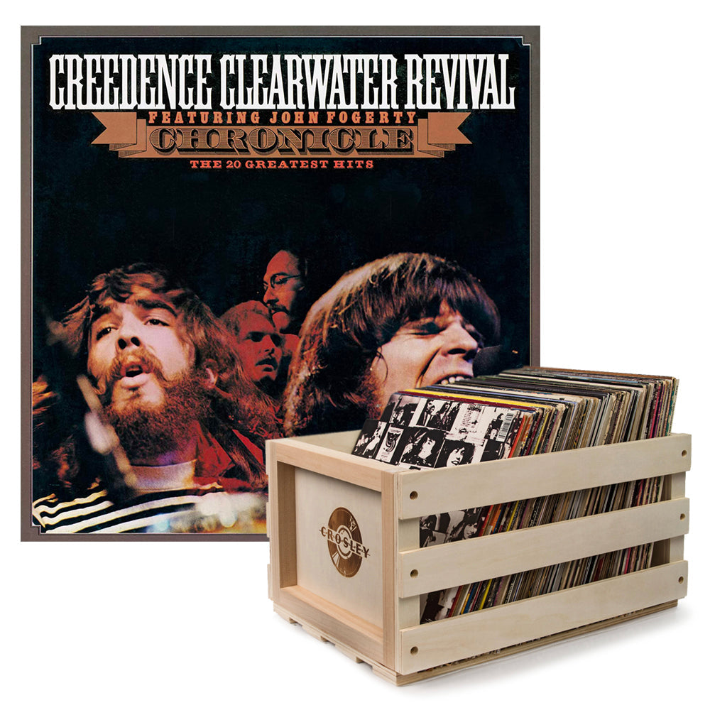Crosley Record Storage Crate & Creedence Clearwater Revival - Chronicle The 20 Greatest Hits - 2Lp Vinyl V398-UM-CCRLP2-B