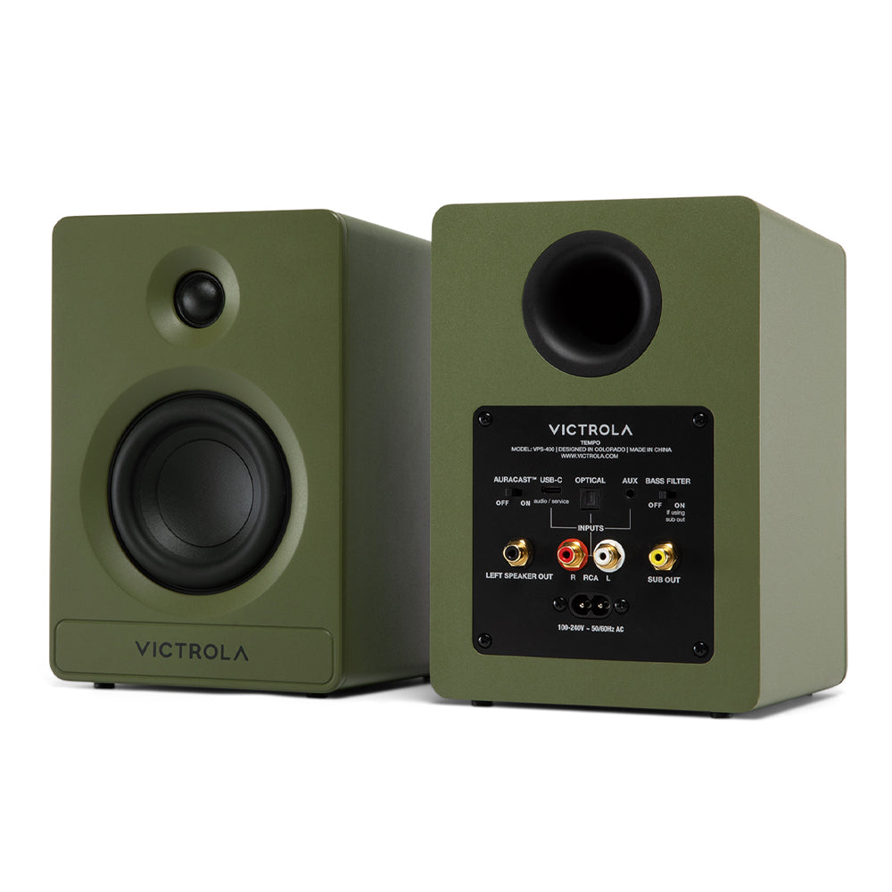 Victrola Tempo Bookshelf Speakers - Green V398-VPS-400-GRN-INT