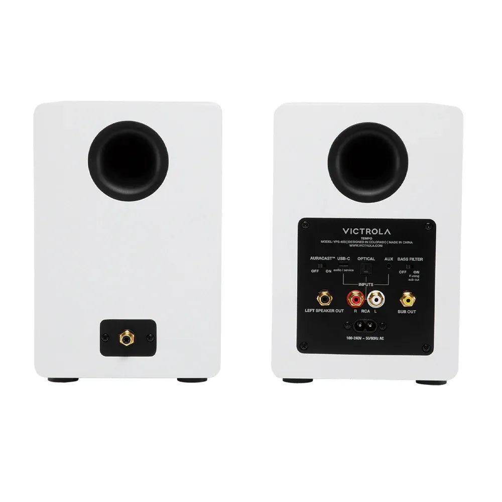 Victrola Tempo Bookshelf Speakers - White V398-VPS-400-WHT-INT