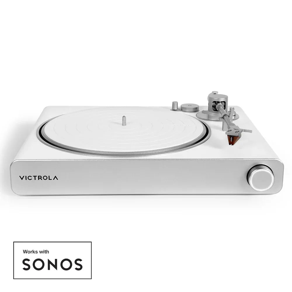 Victrola Stream Pearl Wi-Fi & Bluetooth Turntable - White/Silver V398-VPT-3000-WSL-INT