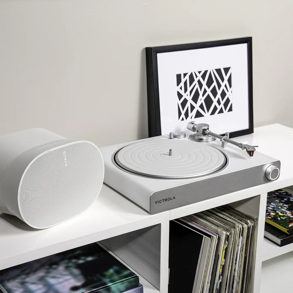 Victrola Stream Pearl Wi-Fi & Bluetooth Turntable - White/Silver V398-VPT-3000-WSL-INT