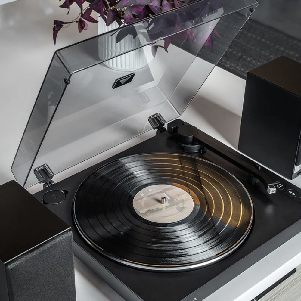 Victrola Automatic Turntable + Victrola Tempo Bookshelf Speakers Bundle - Black V398-VPT-800-BLK-BUN