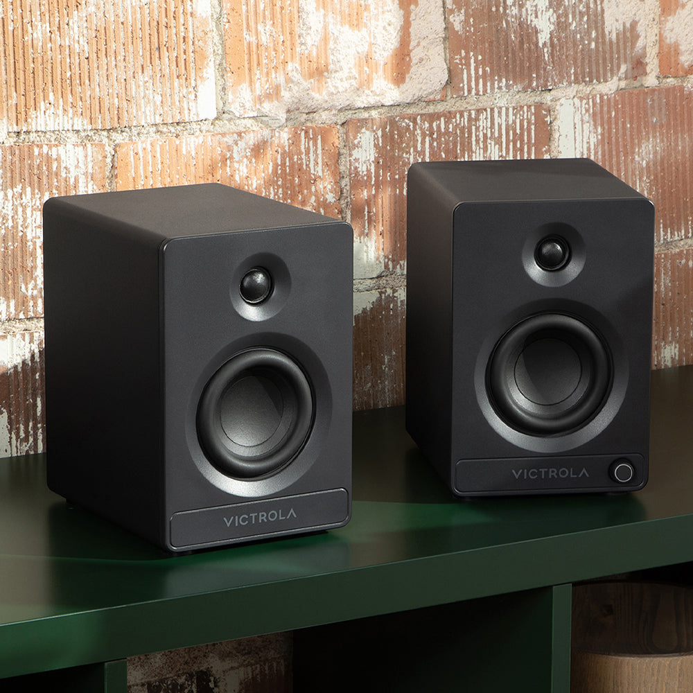 Victrola Automatic Turntable + Victrola Tempo Bookshelf Speakers Bundle - Black V398-VPT-800-BLK-BUN