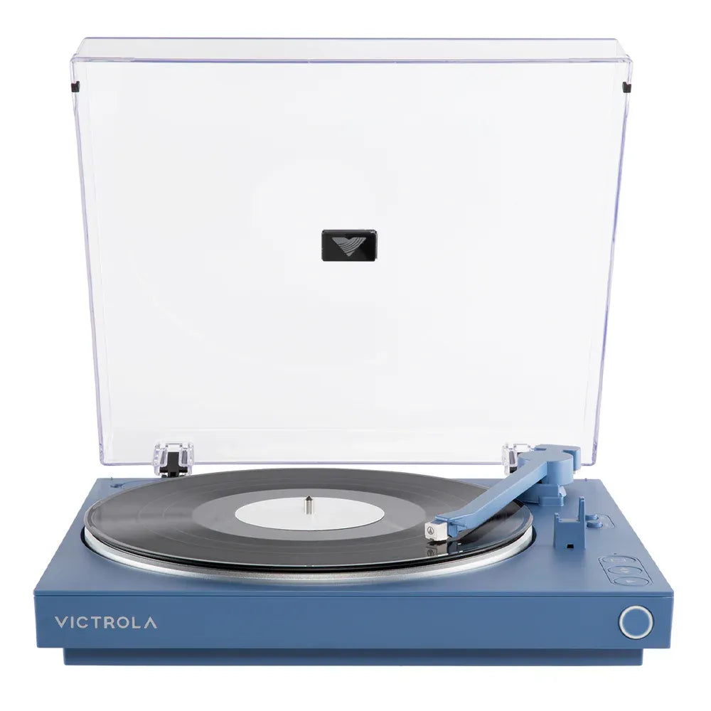 Victrola Automatic Turntable + Victrola Tempo Bookshelf Speakers Bundle - Blue V398-VPT-800-BLU-BUN
