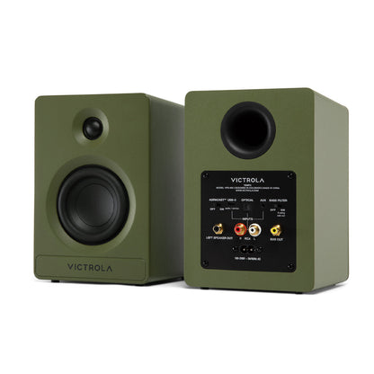 Victrola Automatic Turntable + Victrola Tempo Bookshelf Speakers Bundle - Green V398-VPT-800-GRN-BUN