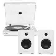 Victrola Automatic Turntable + Victrola Tempo Bookshelf Speakers Bundle - White V398-VPT-800-WHT-BUN