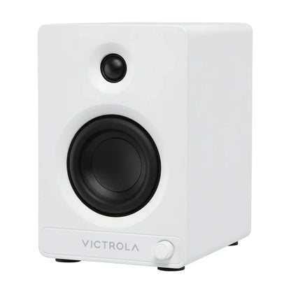 Victrola Automatic Turntable + Victrola Tempo Bookshelf Speakers Bundle - White V398-VPT-800-WHT-BUN