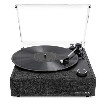 Victrola Eastwood II Turntable - Black + Bundled Crosley Record Storage Display Stand V398-VTA-74-BLK-BSS