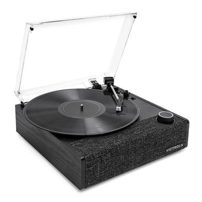 Victrola Eastwood II Turntable - Black + Bundled Crosley Record Storage Display Stand V398-VTA-74-BLK-BSS