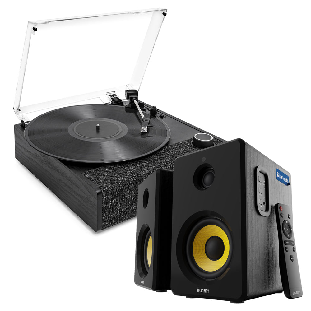 Victrola Eastwood II Turntable - Black + Bundled Majority D40X Bluetooth Speakers V398-VTA-74-BLK-MY