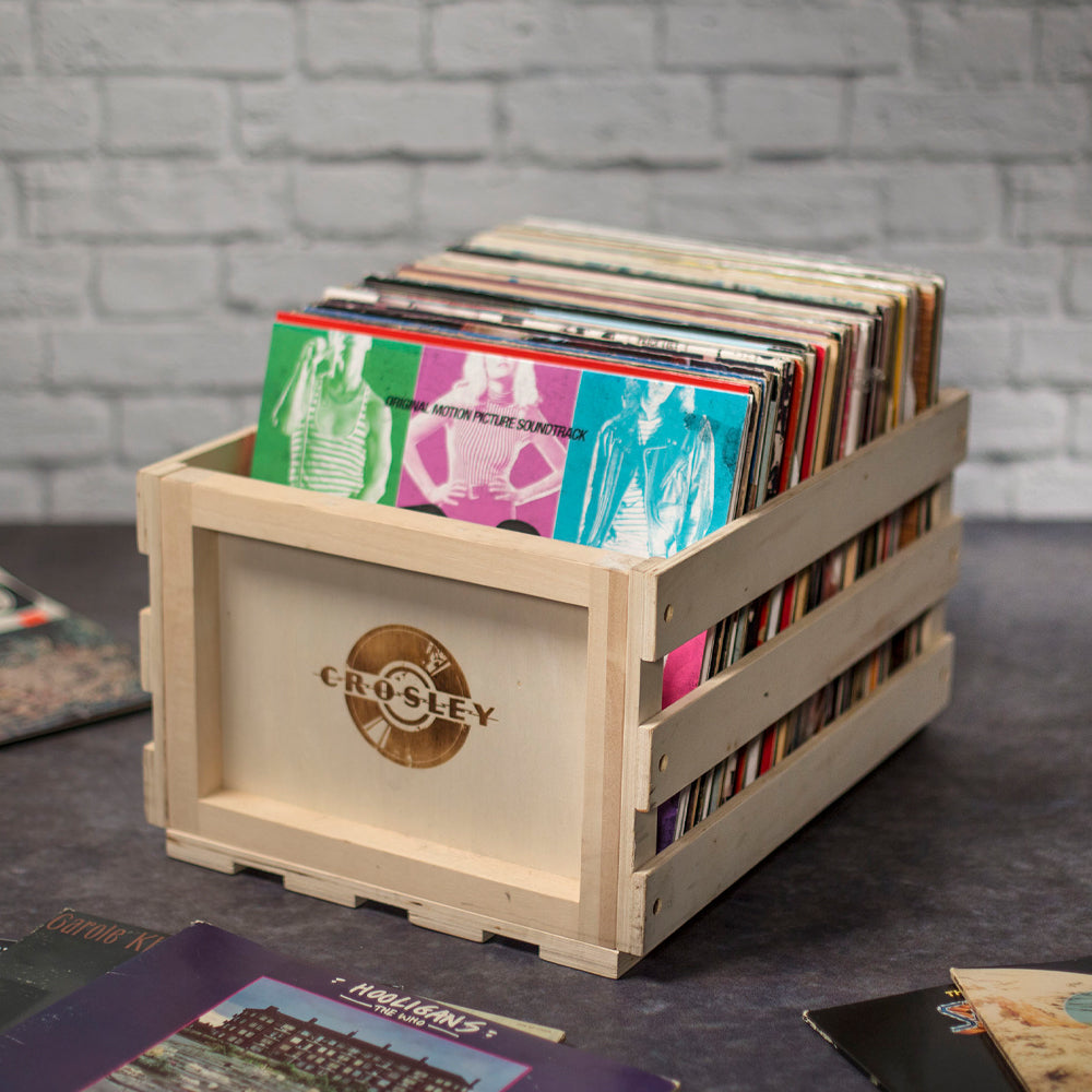 Victrola Eastwood II Turntable - Walnut + Bundled Record Storage Crate V398-VTA-74-WLN-BSC