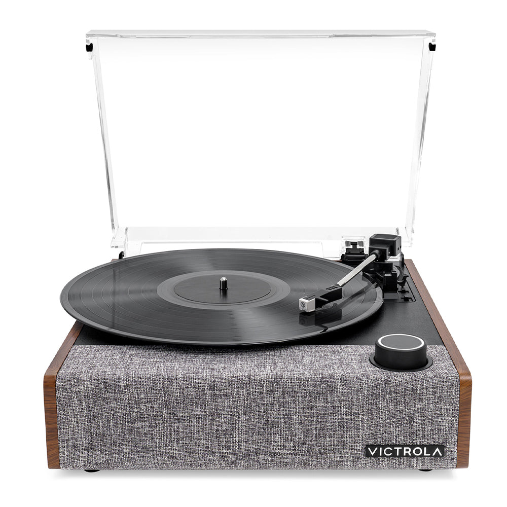 Victrola Eastwood II Turntable - Walnut + Bundled Crosley Record Storage Display Stand V398-VTA-74-WLN-BSS