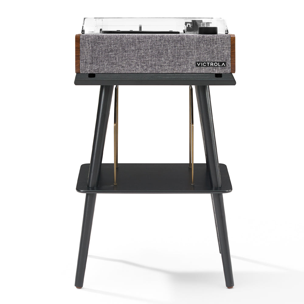Victrola Eastwood II Turntable - Walnut + Turntable Stand Bundle - Black V398-VTR-74-WLN-ST