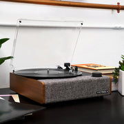 Victrola Eastwood II Turntable - Walnut + Turntable Stand Bundle - Black V398-VTR-74-WLN-ST