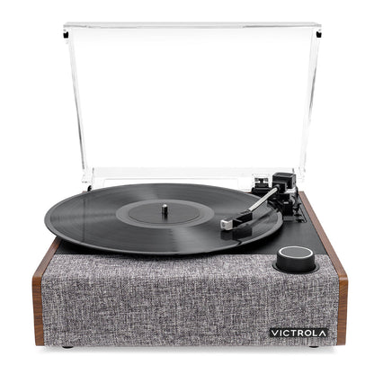 Victrola Eastwood II Turntable - Walnut + Turntable Stand Bundle - Black V398-VTR-74-WLN-ST