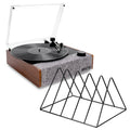 Victrola Eastwood II Turntable - Walnut + Gadhouse Vinyl Rack Bundle - Black V398-VTR-74-WLN-VR
