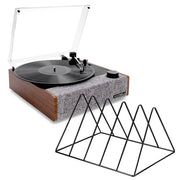 Victrola Eastwood II Turntable - Walnut + Gadhouse Vinyl Rack Bundle - Black V398-VTR-74-WLN-VR
