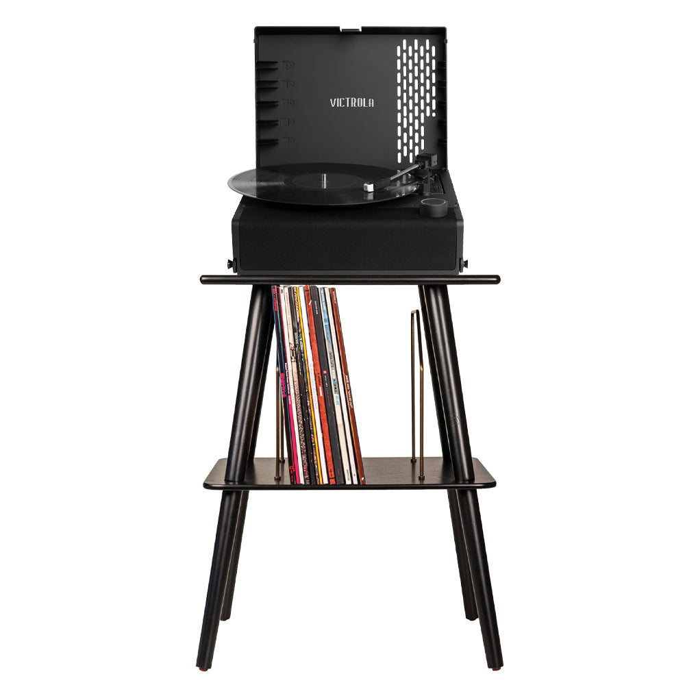 Victrola Revolution Go Turntable - Black + Entertainment Stand Bundle - Black V398-VTR-750SB-BLK-ST