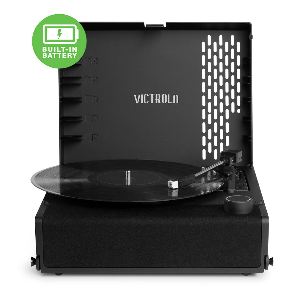 Victrola Revolution Go Turntable - Black + Entertainment Stand Bundle - Black V398-VTR-750SB-BLK-ST