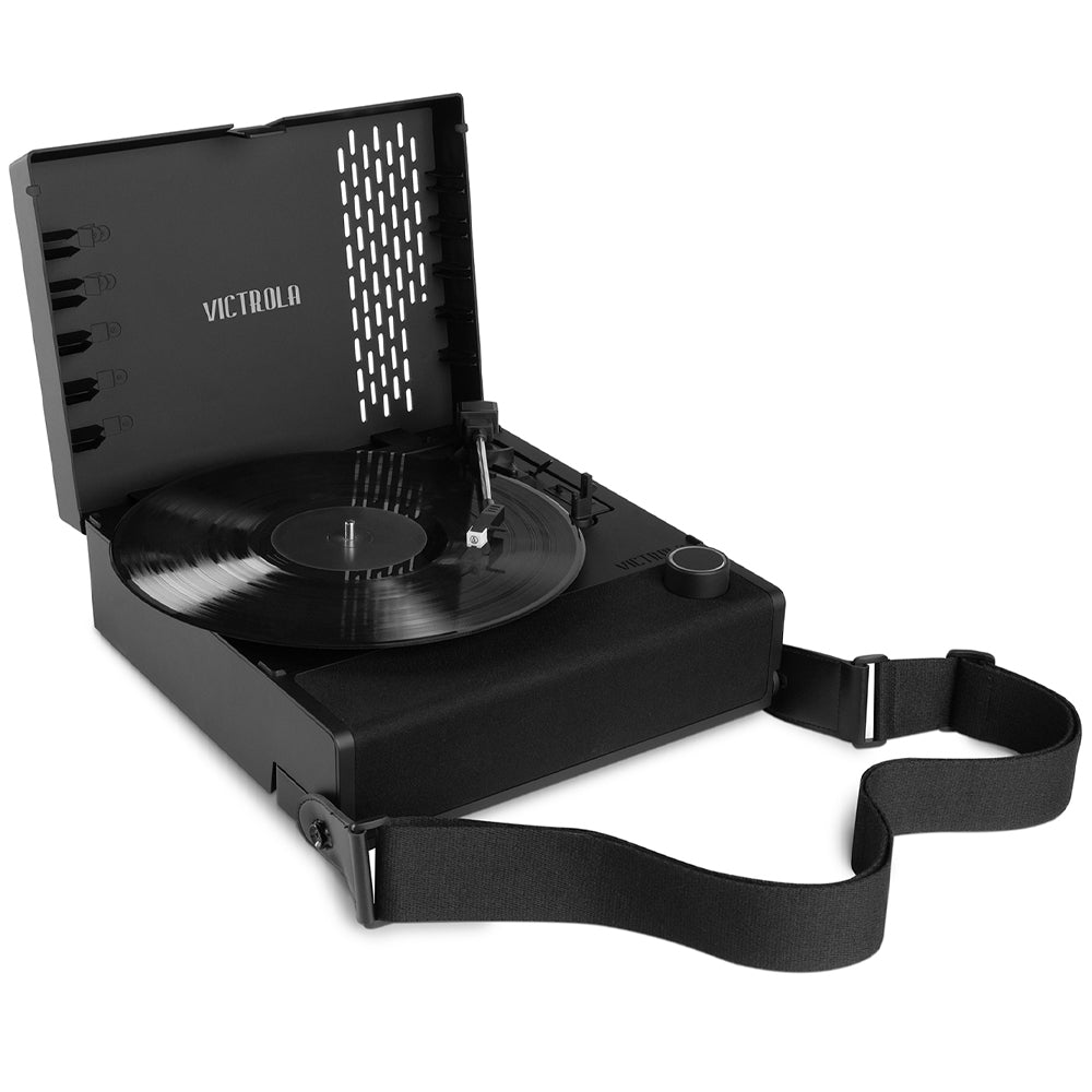 Victrola Revolution Go Turntable - Black + Entertainment Stand Bundle - Black V398-VTR-750SB-BLK-ST